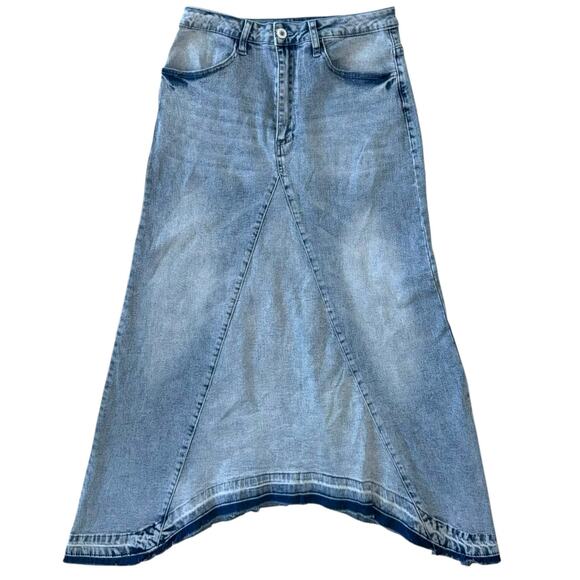 Denim Maxi Skirt Stretch Jean Skirt Size Small - Picture 4 of 13